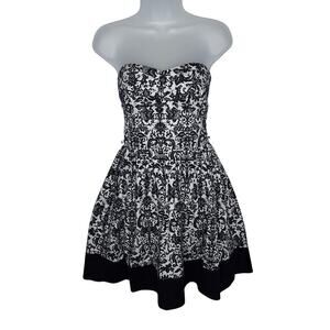 Vintage Y2K Trixxi Whimsygoth Mini Dress Strapless Damask Print 5 S/M Prom Party